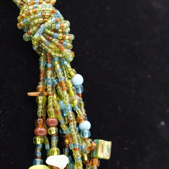 Artisan multi strand tassel necklace Shades of the ocean beads Mermaidcore - Picture 8 of 15